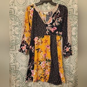 Umgee Bohemian Patchwork Dress L
